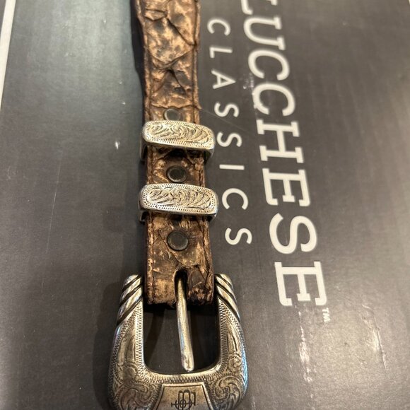 New Lucchese Classic Genuine Pirarucu Men's Belt Size 38, 1.25 inch wide - Picture 5 of 5